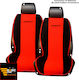 Car Seat Back Set 2pcs Towel 100% Cotton Black / Red