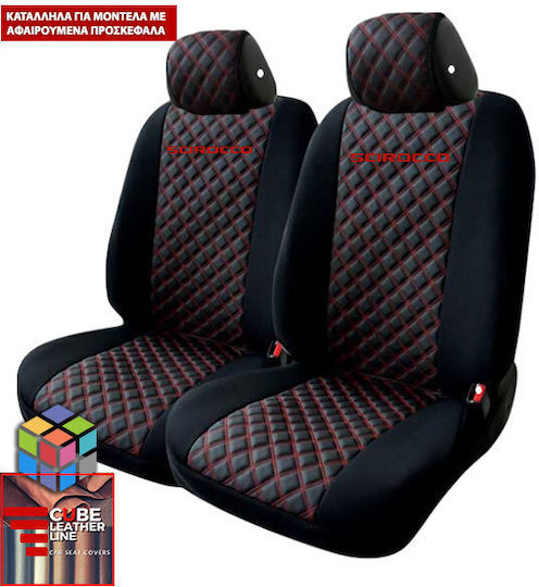 Huse Față Auto 2buc Piele sintetica Roșu / Negru