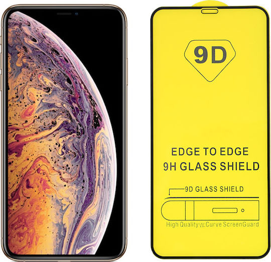 9D Vollkleber Vollflächig gehärtetes Glas Schwarz (iPhone 11 Pro Max)