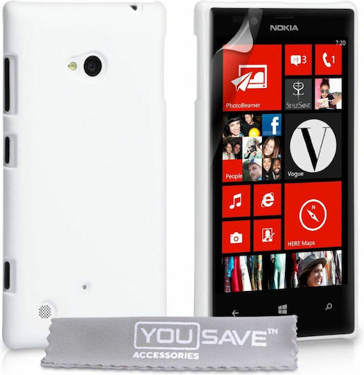 YouSave Accessories Yousave Back Cover Πλαστικό Σετ με Τζαμάκι Λευκό (Lumia 720)