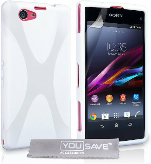 YouSave Accessories Back Cover Silicone Set with Glass White (Xperia Z1)