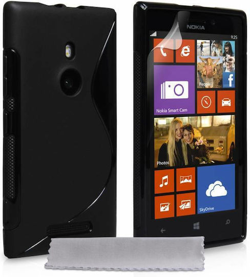 YouSave Accessories Lumia Back Cover Silicone Set with Glass Black (Nokia Lumia 925 by YouSave.)