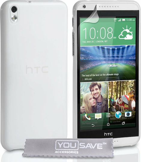 YouSave Accessories By Yousave Back Cover Silicone Set with Glass Transparent (HTC Desire 816 by YouSave)