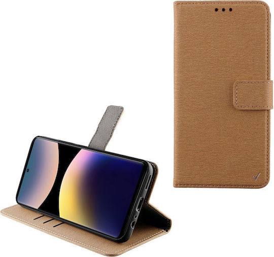 Volte-Tel Книга Изкуствена кожа / Силикон Златист (Redmi Note 14 Pro)