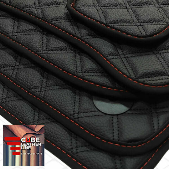 Fiat Strada 2013-2021 Technoleather Cube Black with Red Embroidery Abarth Set 2pcs