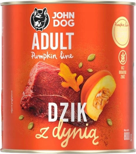 John Dog Wet Food Dogs Diet with Pumpkin, Wild Boar, Meat and Rice Grain-Free 800gr