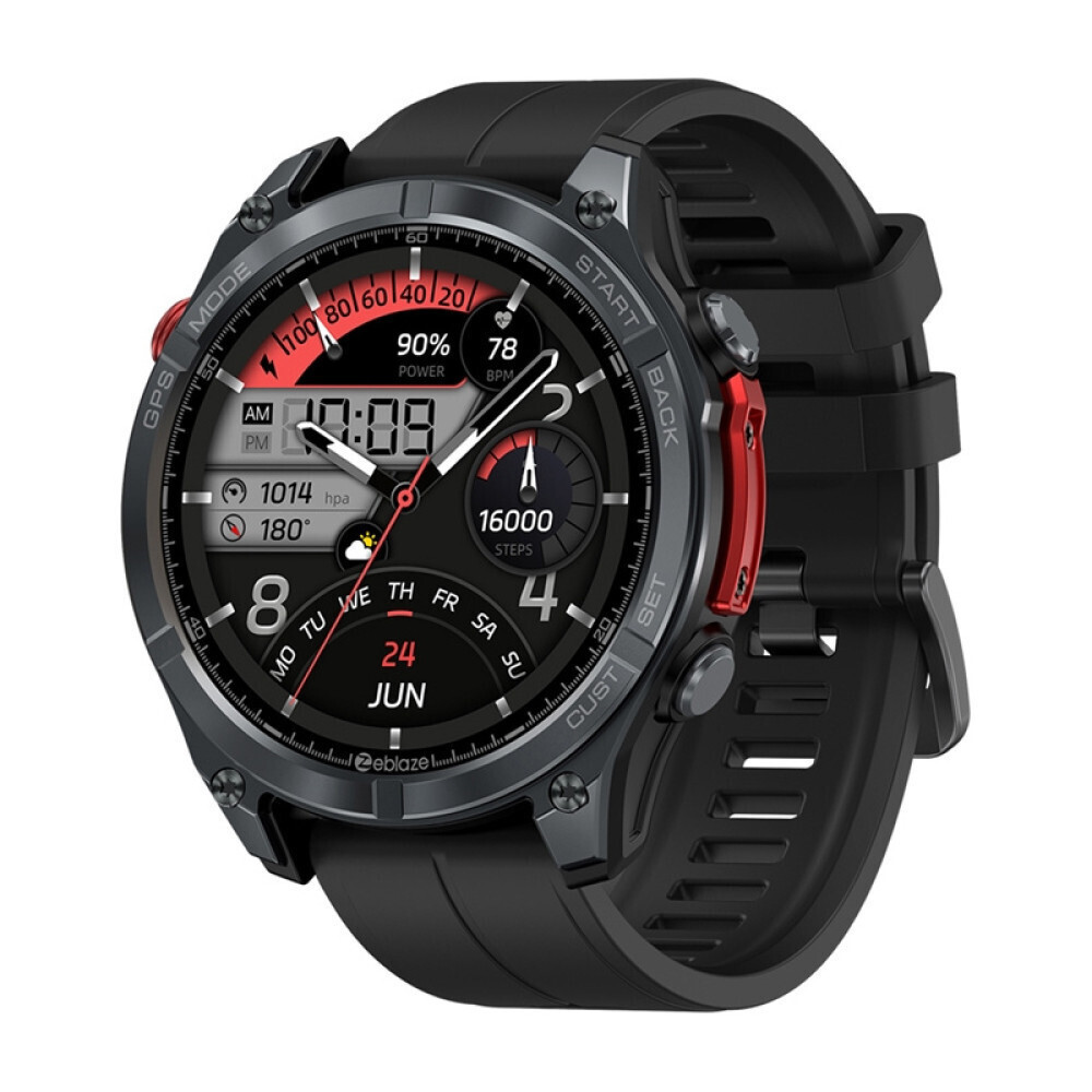 Stainless Steel 49mm Αδιάβροχο Smartwatch με Παλμογράφο (Μαύρο - M/L) (Zeblaze Stratos 4)