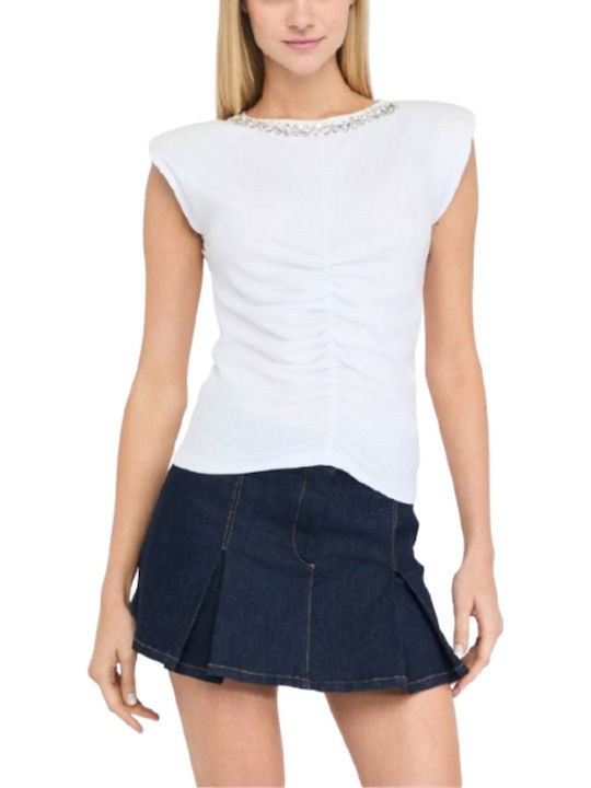 Women's Blouse Cotton Sleeveless White