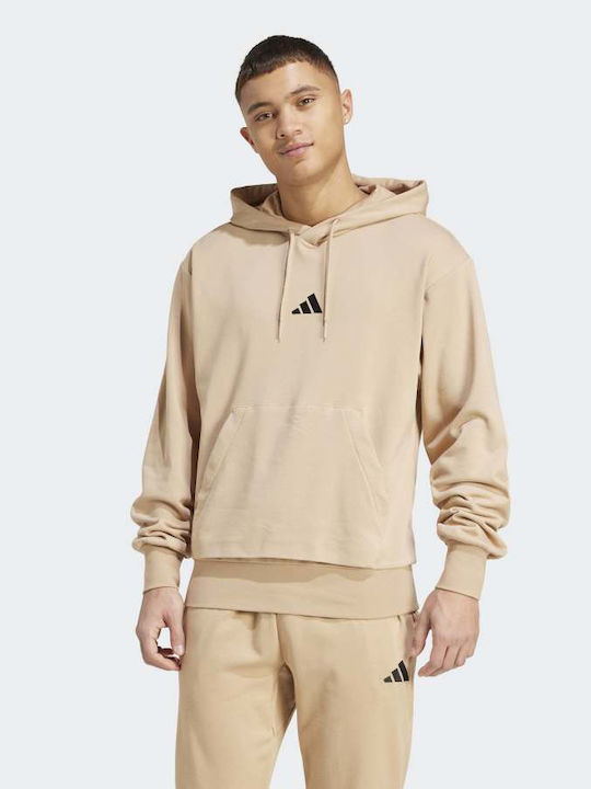 Feelcozy French Terry Φούτερ με Κουκούλα Καφέ