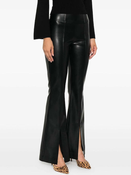 Women's Fabric Trousers Flared Slim Fit Black
