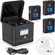 Set 3 Baterii Homesuit Ahdbt-901 GoPro Hero 13 Negru Enduro 2300 mAh Încărcător Cu 3 Canale Ecran LCD Carcasă Cablu USB Tip-C