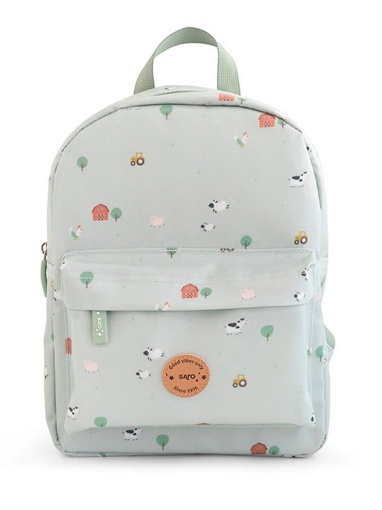 Saro Kindergarten School Bag Funny Farm Mint 29x21x9cm 75000