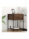 vidaXL Bedside Tables Metal with Glass Surface Brown Walnut 2 Pieces 42x41x56cm