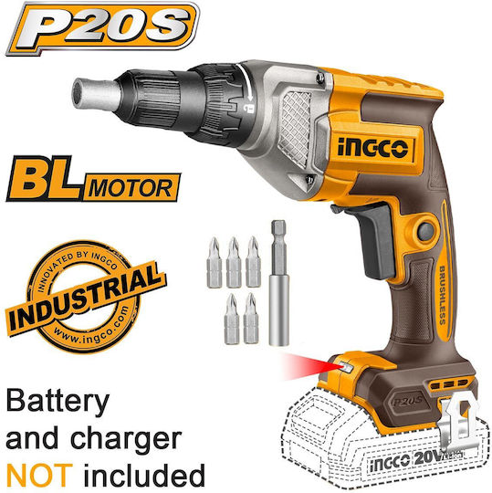Ingco CDSLI20428 Drywall Screwdriver Battery Solo Brushless 20V