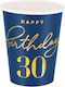 Party Pal Happy Birthday Becher 30 Marineblau 220ml 6 Stück