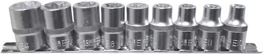 Silver Star Căpăcei Torx cu Patrat de Prindere 1/2" Set 9buc
