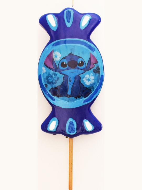 Πασχαλινή Λαμπάδα Lilo & Stitch Στρογγυλή Καραμέλα 19εκ. Μπλε