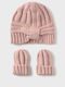 Kinder Mütze Set Gestrickt Rosa