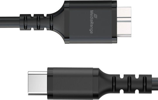 MediaRange USB 3.0 Cable USB-C male - micro USB-B 15W PD Μαύρο 0.5m MRCS257