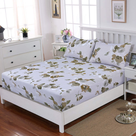 Casa Colori Semi Dublu 120x200+30cm cu Elastic Louise Bej