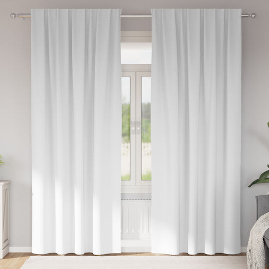 vidaXL Комплект Пердета И Завеси С Презрамки Бели 140x245см