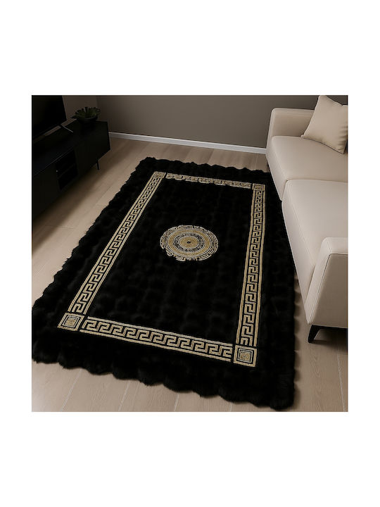 Saray Home Luxurius Χαλί Ορθογώνιο Γούνινο Μαύρ...