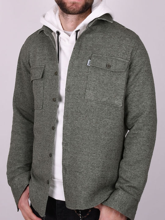 Long-sleeved Shirt in Wide Line Khaki