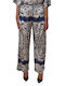 Dama Tesatura Pantaloni cu Elastic Blue