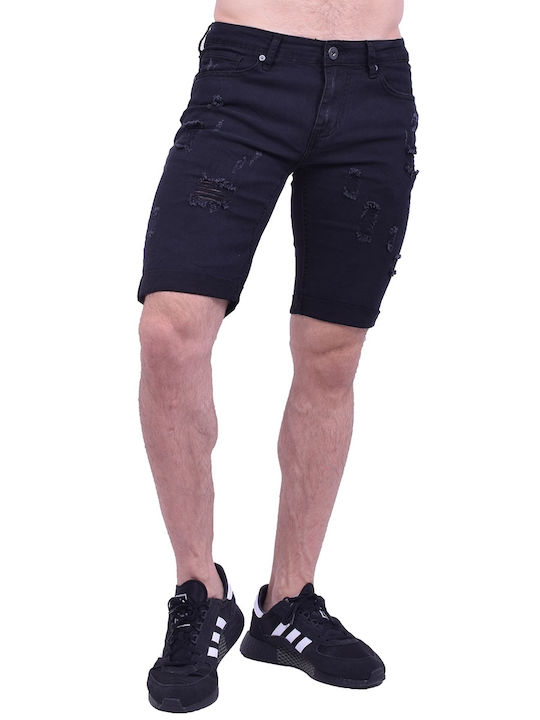 Leox Jeans Ανδρική Βερμούδα Τζιν Μαυρο