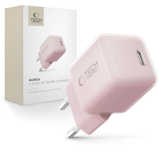 Tech-Protect Зарядно без кабел с USB-C порт 25W Power Delivery Розов (NCM25)