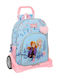 Frozen School Bag Trolley Kindergarten Blue with Water Bottle Holder