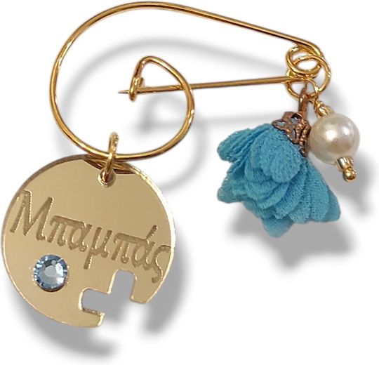 The Art of Beading Christening Charm Pin Metal Light Blue 1 Piece