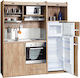 Silver Κσ190 Kitchenette with Left Sink Bowl 190x65x209cm Oak