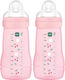 Mam Set aus Plastikflaschen Easy Active Gegen Koliken mit Silikonsauger für 2+ Monate Pink 270ml 2Stück