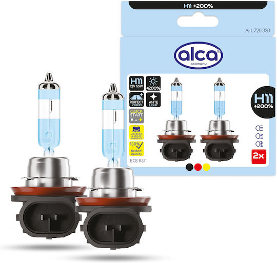 Alca Λάμπες Αυτοκινήτου H11 / PGJ19-2 Αλογόνου Λευκό 12V 55W 2τμχ