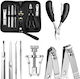 Kit Manichiură Pedichiură Newevo Oțel Inoxidabil 8 Piese Pilă Clește Unghii Clește Cuticulă Pusher Cuticulă Elegant Caz De Depozitare Negru