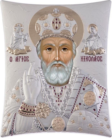 Silberne Heiligenikone St. Nikolaus 14,50 cm x 20 cm Eik0022