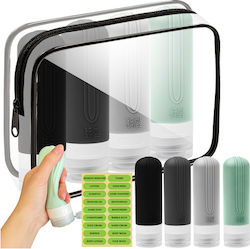 Tecos Set Recipiente Cosmetice de Călătorie Transparent Silicon 4 Bucăți Cutie Etanșă Etichete