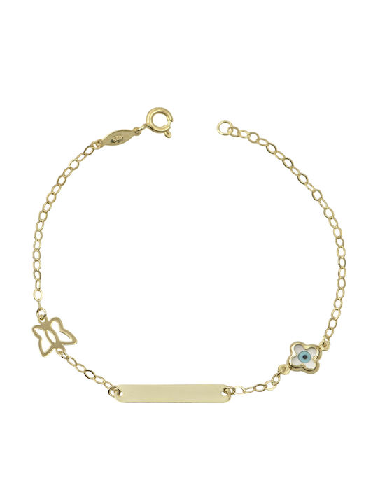 Graloro Kids Bracelet ID from Gold-plated Silver with Butterfly