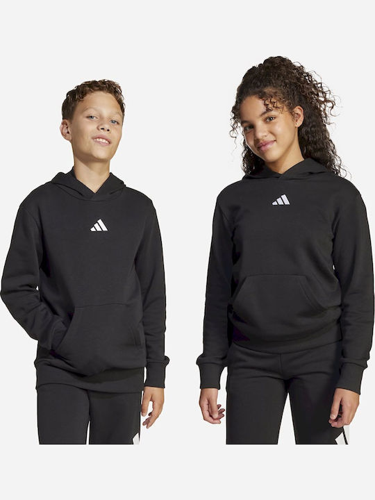 Kids Sweatshirt with Hood and Pockets Black Essentials