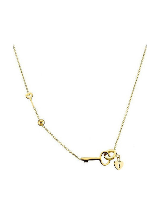 Graloro Necklace with design Heart from Gold Plated Steel