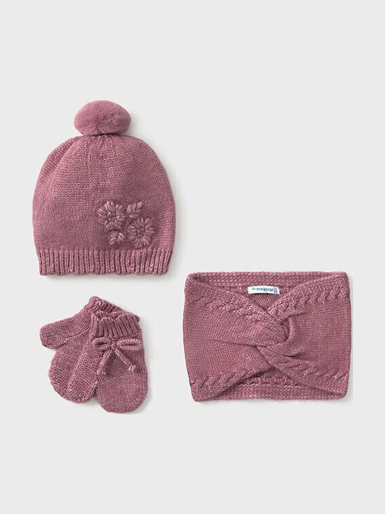 Mayoral Set Căciulă Copil cu Mănuși Fuchsia 3buc