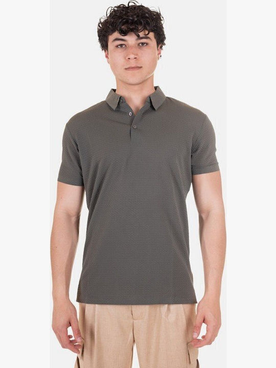 Gianni Lupo Polo Herrenbluse Kurzarm Mud