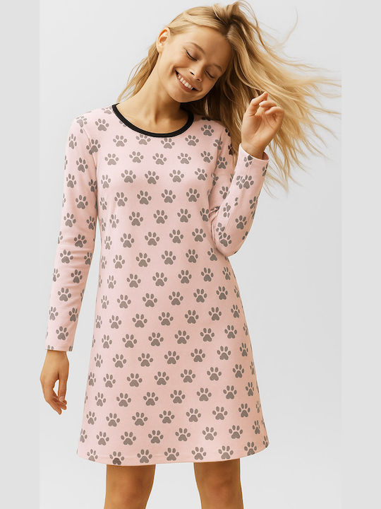 Cherry Зимна Дамска Нощница Pink