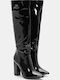 Damenstiefel aus Lackleder mit Hohem Absatz Schwarz