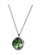 Graloro Steel Necklace with Green Zircon
