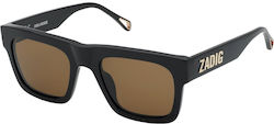 Zadig & Voltaire Sunglasses Μαύρα with Acetate Frame & Brown Lens