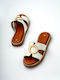 Leather Women's Flat Sandals in White Color