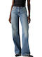 Low Waist Women's Jean Trousers in Loose Fit Medium Wash