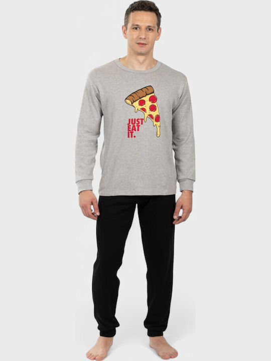 Men's Pyjama Nina Club Just Eat It Gray 100% Cotton Ncm26700-1-gray
